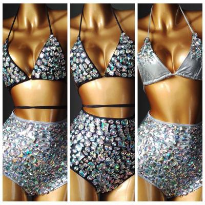 China Hot Selling Sexy&Club full diamond rhinestone full pants hot bikini bra two piece bikini set luxury swimwear for woman 2021 for sale