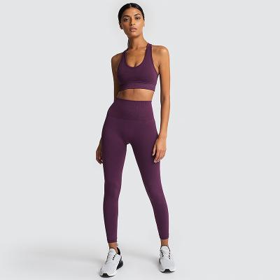 China Breathable Seamless Yoga Sets Fitness Tops ExerciseCrop Sports Bra Women Gym Clothing Sports Suit Running Legging Set for sale