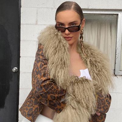 China New Customized Breathable Sexy Autumn 2021 Fashion Women Winter Fur Jacket Ladies Leopard Coat Outerwear Streetwear Clothing for sale