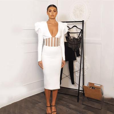 China Fashion 2020 Madame Fall Winter Clothing New Arrival Stripper Sleeve Evening Dresses Breathable Women Dress Set Elegant Fashion for sale