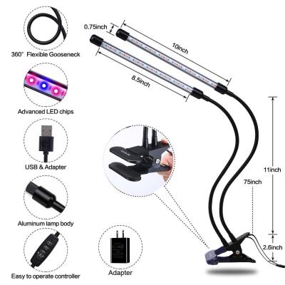 China Seed Starting Table Plant LED Indoor Growing Lights 9W 18W 27W IP54 Adjustable for sale