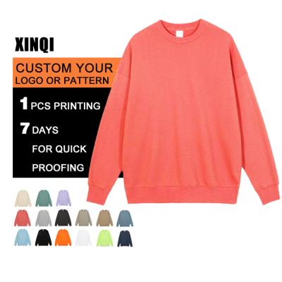 China Anti-wrinkle XINQI Quality Gray Hoodies OEM/ODM 13 Color 350gsm Terry Long Sleeve Cotton Hoodies Unisex for sale