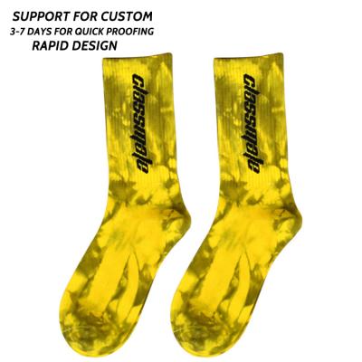 China Wholesale Custom Men's Logo Brand Cotton Tie Dye Black Sports Socks For Young Boy for sale