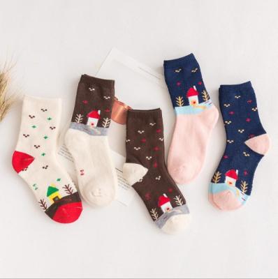 China XINQI OEM/ODM QUICK DRY Children's Socks Winter Thickening Crew Christmas Tree Boys Girls Baby Cotton Warm Cartoon Socks for sale