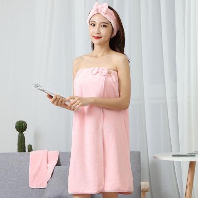 China Women's bathroom skirt women's bathroom wearable wholesale viable superfine fiber terry toweling soft and absorbent new product chic dressing gown for sale