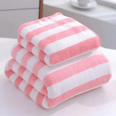 China Sustainable Best Price Soft Stripe Facial Towels Large Reusable For Face Stripe Towel for sale