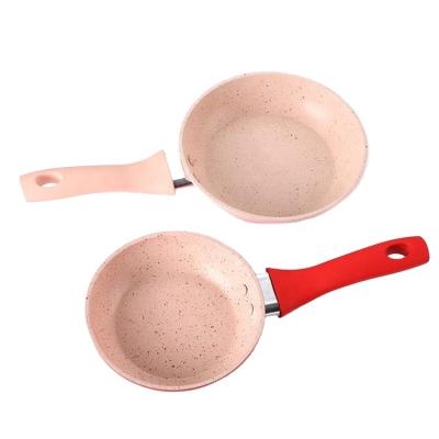 China Factory Price Traditional Mini Frying Pan 12/14CM Pink / Red Aluminum Alloy Optional Nonstick Pan for sale