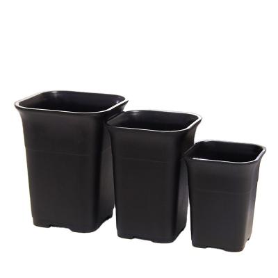 China Garden Decoration Medium Large And High Pot Size Small Garden Plastic Flowerpot Square Black Frosted Green Planter for sale