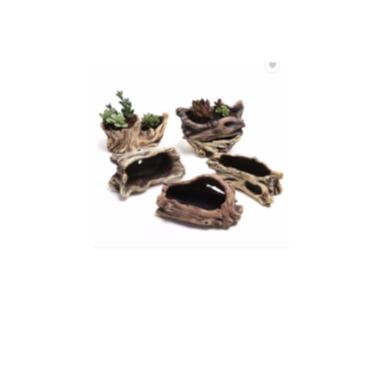 China CLASSIC Creative Cement Tree Root Carving Mini Pastoral Flowerpot Succulents Basin Reusable Flower Planter Stump Flower Pot for sale