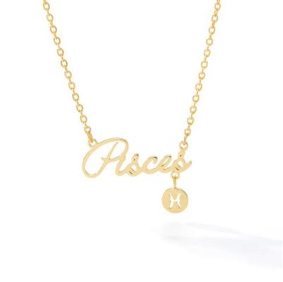 China Fashion Jewelry Punk Accessories 12 Constellations Gold Pendant Necklace Stainless Steel for sale