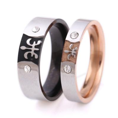 China FASHIONABLE hot sale titanium stainless steel steel diamond ring plated black gold ring for sale