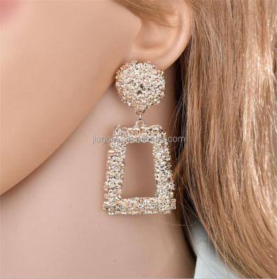 China FASHIONABLE Vintage Heavy Metal Earrings Exaggerated Simple Geometric Embossed Earrings for sale