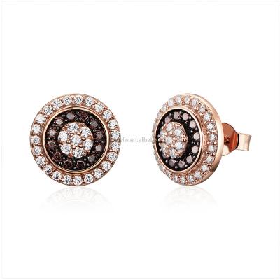 China Fancy Stud 925 Sterling Silver FASHION Women's Stud Earrings Rose Gold Plated Cubic Zircon for sale