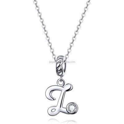 China METALS 26 Letters Sets Alphabet Charm 925 Sterling Silver Necklace Bead Fashion Pendant Necklaces for sale