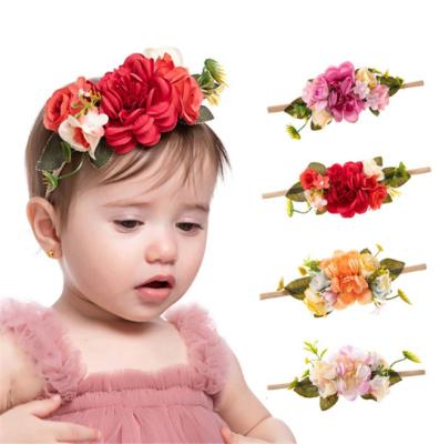 China Creative European and American style fashion simulation color flower children's headband travel photo baby hair accessories for sale