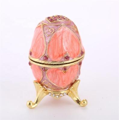 China Gift Box New Products Faberge Style Easter Egg Toothpick Heart Shaped Handmade Hinged Holder for sale