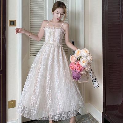 China 2022 Spring Anti-static Women's Clothing Fashion Lace Suspender Dress New Temperament Wholesale French Fairy Skirt for sale