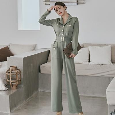 China 2021 factory direct sales spot slim women's pants fashion overalls women anti-static collar Korean waist suit temperament version for sale