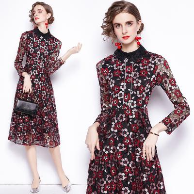 China 2022 new spot women's spring temperament doll collar lace thin long-sleeved casual dress anti-static for sale