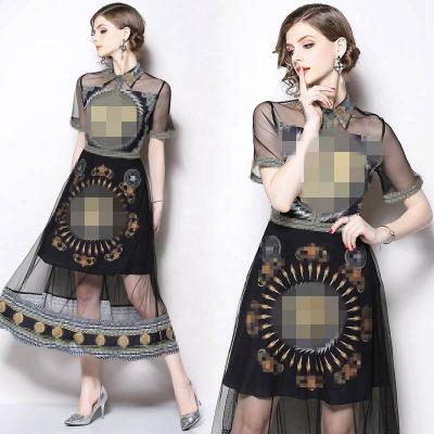 China Anti-static contact me, see more and clearer private products short sleeves lightly mesh skirt temperament mid-length dresses line one for sale