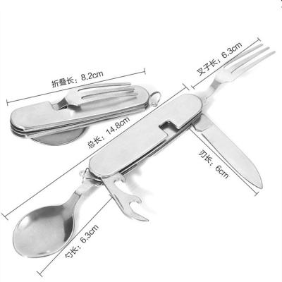 China Viable Detachable Outdoor Camping Multifunctional Tableware Spoon With Fork Knife Bottle Opener Picnic Tableware Cutlery Kit for sale