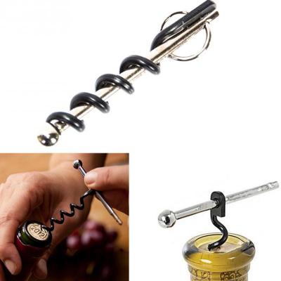 China Multifunctional Creative Viable Mini Outdoor Stainless Steel Red Corkscrew Wine Bottle Opener With Ring Keychain Bottle Opener for sale