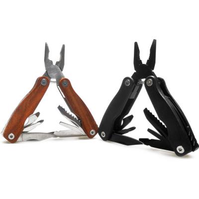 China Multi Functiona Mini Portable Camping Hand Folding Tool Needle Nose Pliers Outdoor Sealing Combination Small Multi Set With Wooden Handle for sale