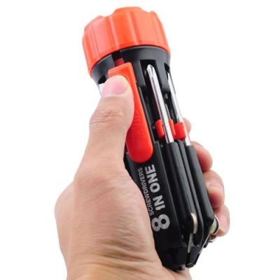 China 45# Carbon Steel +ABS Cheap Price 8 In 1 Torch LED Light Screwdriver for sale