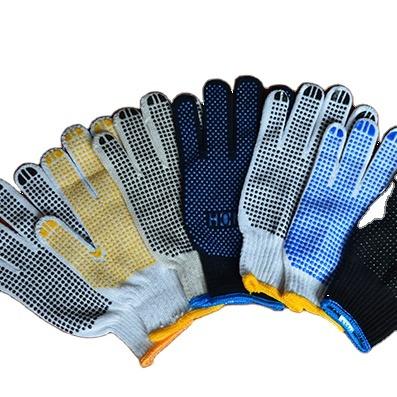 China ANTI-SLIP Forehead Side PVC Dotted Glove 10 Gauge Cotton Yarn Knitted For Construction Work Use for sale