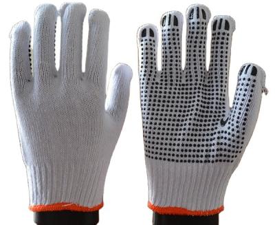 China ANTI-SLIP Black Dye PVC Dots Gloves With White Cotton Bleached Gloves for sale