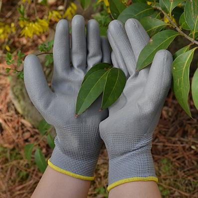 China Polyester Gloves Palms Nylon Non-Slip PU Coated Seamless Gloves Palm Gloves for sale