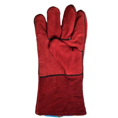 China 14 Inch Work Protection Red Cow Split Leather Welding Gloves for sale