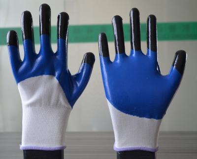 China Safety Labor 13 Gauge Nitrile Coated Double Palm Work Gloves for sale