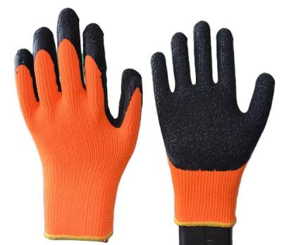 China Latex Terry Knitted Latex Coated Crink Finished Warm Winter Safety Work Gloves for sale