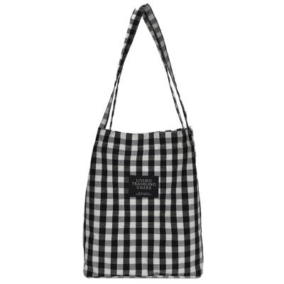 China Fashion Christmas Hot Sale Women's Canvas Handbag Shoulder Bucket Bags Plaid Printed Tote Bag For Shopping for sale