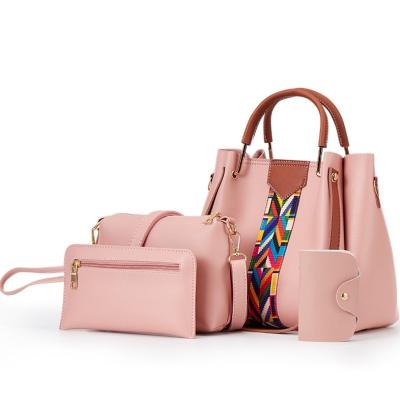 China Wholesale Zipper Closure Hot Selling 4 Pcs Set Large Capacity Handbag For Messenger Bag Wild Pu Leather Tote Bags Women Fashion Shoulder for sale