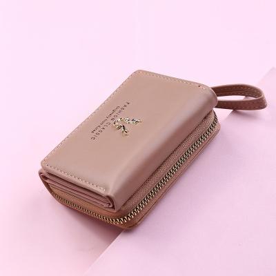 China None Shapes Classic 3 Fold Mini Zipper Coin Purses Deer Head Short Wallet Card Holders Ladies Refine PU Leather Wallets for sale