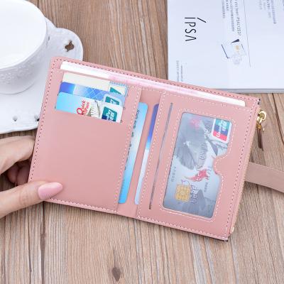 China No New Fashion Flip Folding Card Wallet Holder Bag Coin Purse Buckle Closure Money Clip Short PU Wallets For Women for sale