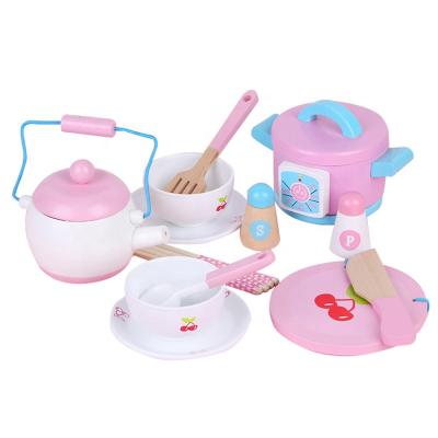 China Toy Preschool Mini Kitchen Cutting Educational Funny Toy Kitchen Pretend Play Wooden Cooking Toy For Kids for sale