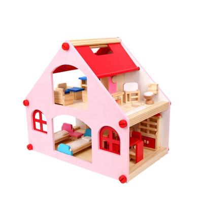 China Girls Room Diy Dollhouse Wooden Room Pretend Play Toy Kids Wood Doll House Miniature Wooden Dollhouse for sale