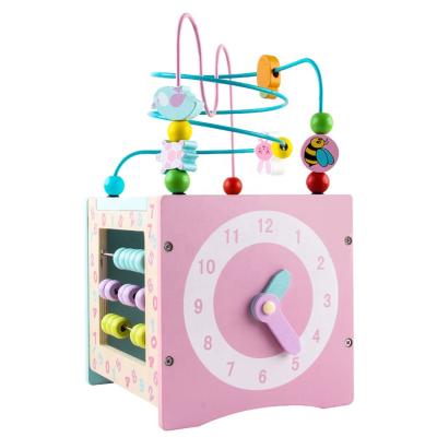 China Diy Early Education Colorful Cartoon Wooden Students Early Learning Activity First Learning Busy Cube for sale