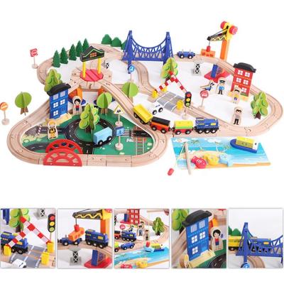 China Custom Multi-Function Fishing Wooden Track Children's Toy Train Track Educational Classic Railway Toys Split Toy for sale