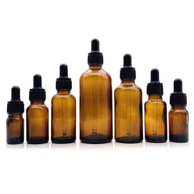 China 5ml-100ml Amber Dropper Bottles Eye Drop Brown Cosmetic Aromatherapy Pipette Liquid Glass Bottles For Serum Cosmetics Essential Oil for sale