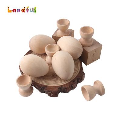 China Europe's Little Beauty for Wooden Egg Cup Holder Stands Unpainted Easter for DIY Painting Crafts Kids Toys Graffiti Tools Kitchen for sale