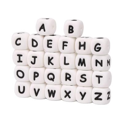 China Soft Square Toy 12MM Silicone Bead Alphabet Letter Beads for sale