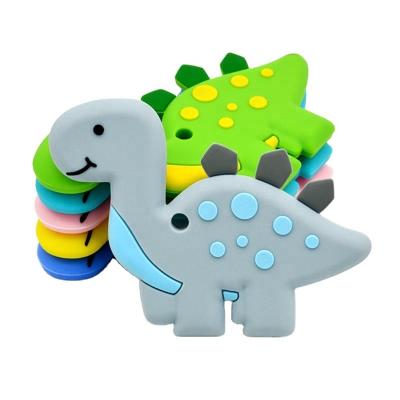 China Soft Food Grade Silicone Toy BPA Free Dinosaur Teething Baby Toy Baby Shower Gift DIY Silicone Beads Teether for sale