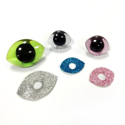 China 3D Plush Toy Glitter Plastic Clear Safety Toy Eyes Glitter Nonwovens Trapezium Oval Shape With Joint For Amigurumi Crochet Plush for sale