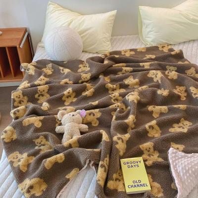 China Viable Most Soft Monthly Baby Comforter Quality Pointelle Baby Safety Sleep Blanket With Teddy for sale