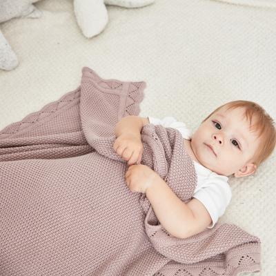 China Sustainable Baby Cotton Knit Soft Comfy Blanket Muslin Swaddl Blankets for sale