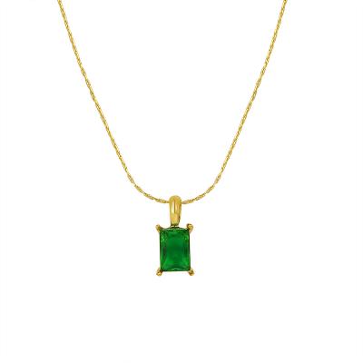 China Elegant Palace Zirconia Vintage Style Good Titanium Steel Necklace Retro Style Green Pendant Necklace for sale